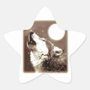Sticker Étoile Sepia Wolf & Moon