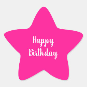 Sticker Étoile Simple Joyeux Anniversaire Hot Rose
