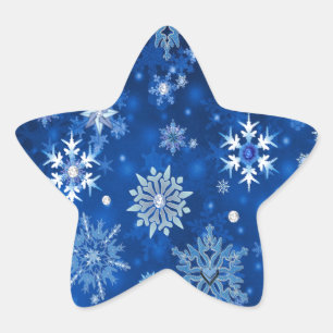 Sticker Étoile Snowflakes de Noël Bleu et argent
