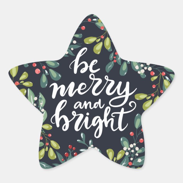Sticker Étoile Soyez joyeux et brillant Botanique Noël Star Seal (Devant)