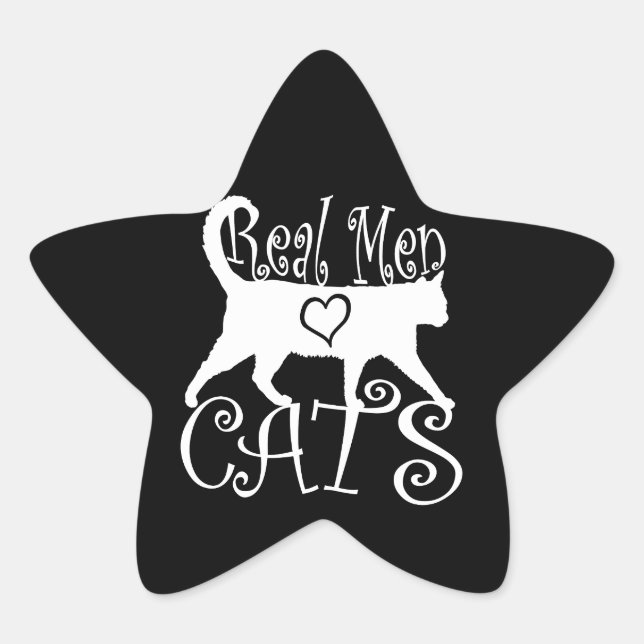 Sticker Étoile Stylé Véritable Homme Aimer Chats (Devant)