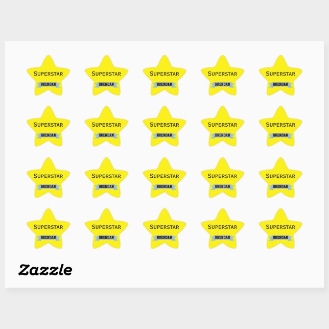 Sticker Étoile Superstar personnalisée avec nom (Feuille)