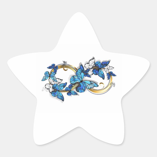 Sticker Étoile Symbol Infinity of Blue Morpho Butterflies (Devant)