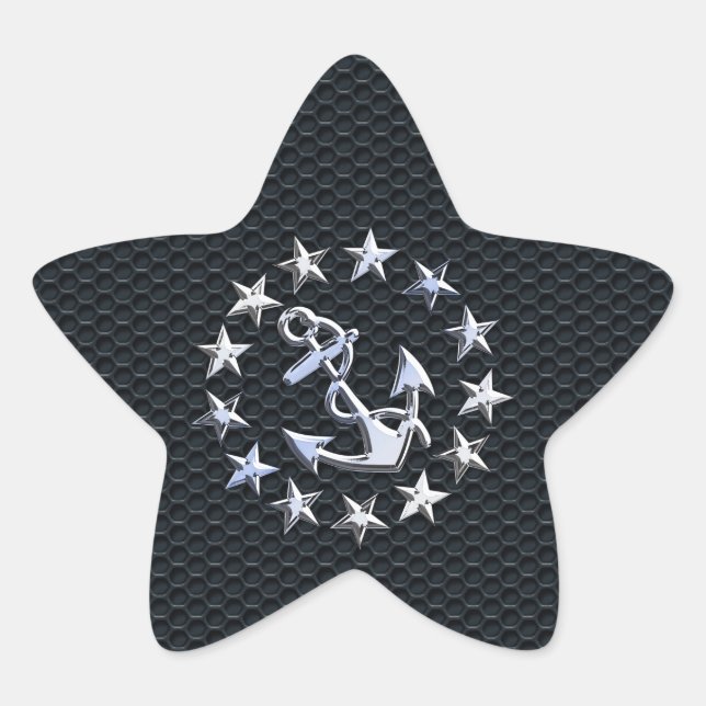Sticker Étoile Symbole Chrome du drapeau nautique Yacht sur le Dé (Devant)