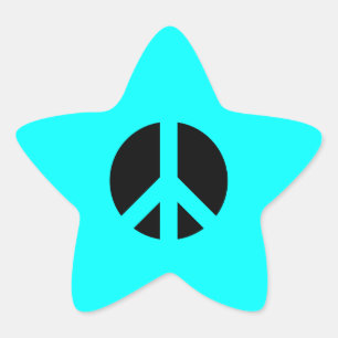 Sticker Étoile Symbole de paix Aqua et Noir