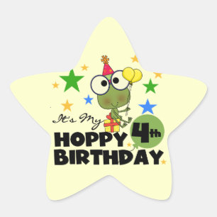 Sticker Étoile T-shirts et cadeaux 4th Birthday Frog Hoppy