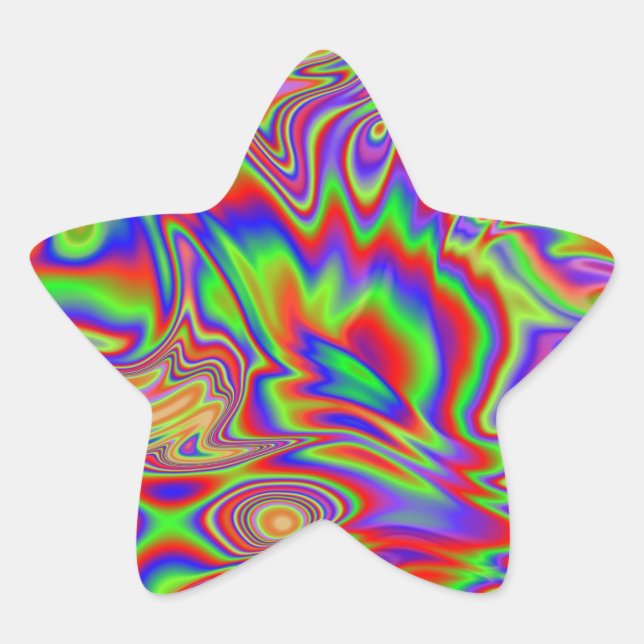 Sticker Étoile Texture arc-en-ciel irisée liquide (Devant)