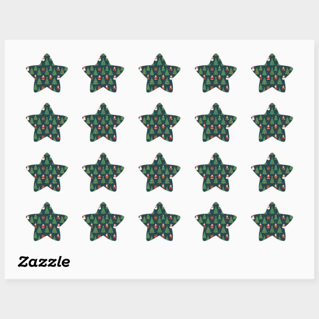 Sticker Étoile Thème de vacances de Noël (Feuille)