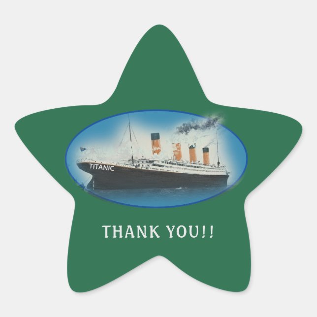 Sticker Étoile Titanic Merci vert Favoriser (Devant)