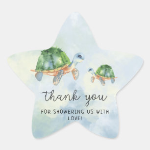 Sticker Étoile Tortue de mer - remerciement pour une baby shower 