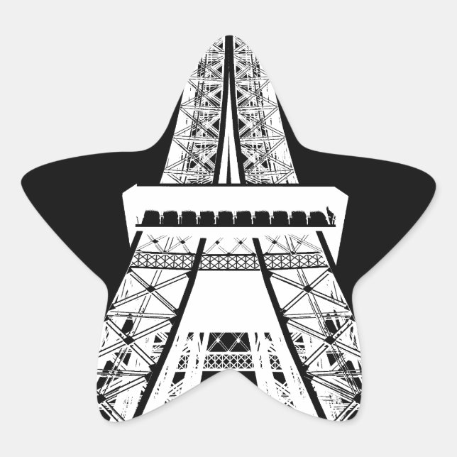 Sticker Étoile Tour Eiffel noir blanc (Devant)