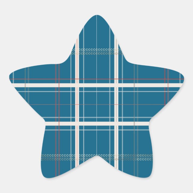 Sticker Étoile Tradition Plaid Cosy Log Cabine Turquoise Noël (Devant)