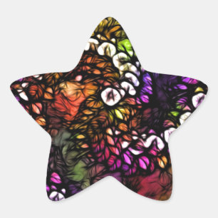 Sticker Étoile Trippal fractal violet psychédélique arc-en-ciel