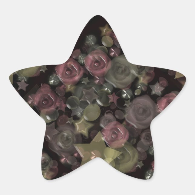 Sticker Étoile Tuile de verre 3D roses liquides et étoiles (Devant)