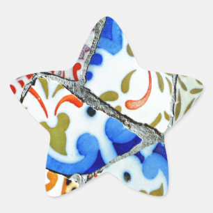 Sticker Étoile Tuiles de mosaïque de Guell du parc de Gaudi