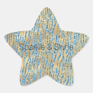 Sticker Étoile Turquoise Aqua Parties scintillant Gold Sparkle Ze