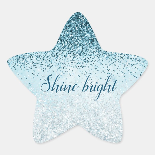 Sticker Étoile Turquoise Blue Parties scintillant Glitz brillant (Devant)