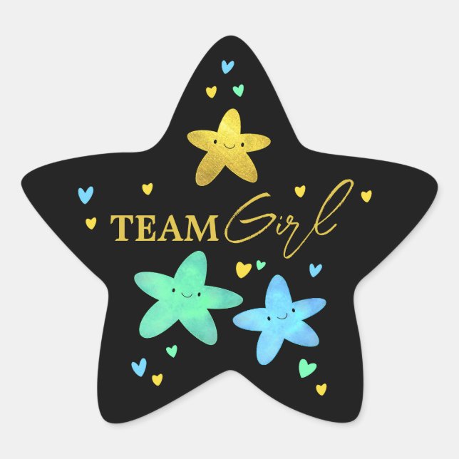 Sticker Étoile Twinkle Little Star Gender Reveal Team Girl (Devant)
