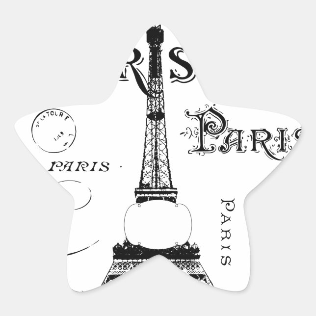 Sticker Étoile Typographie Calligraphie Paris France Tour Eiffel (Devant)