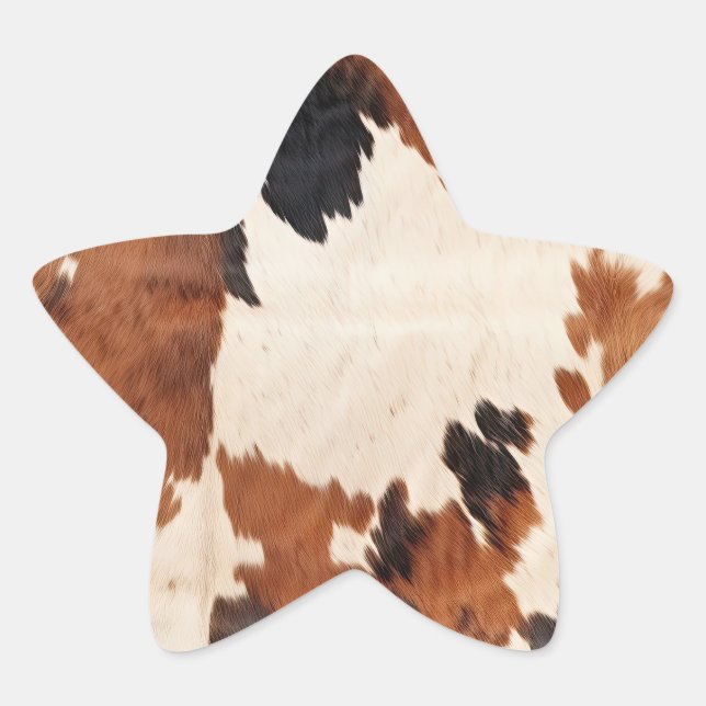 Sticker Étoile Vache blanche noire Brown occidentale (Devant)