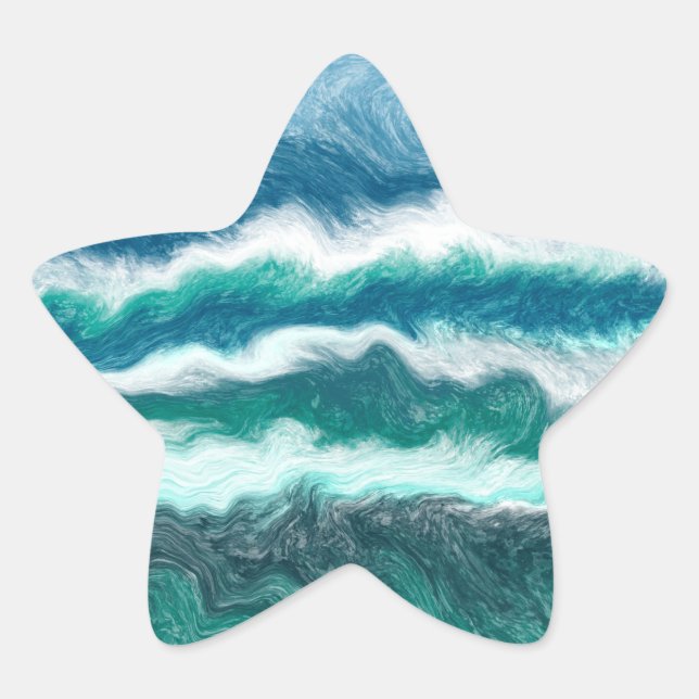 Sticker Étoile Vagues turquoise et bleu océan (Devant)
