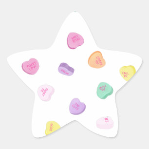 Sticker Étoile Valentines Day Candy Hearts Motif