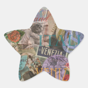 Sticker Étoile Venise Italie Voyage Vintage Joli Art Coloré