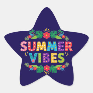 Sticker Étoile Vibes été Floral Design-54504 Sweat - shirt à capu