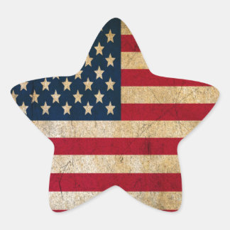 Sticker Étoile Vintage Faded Old US American Flag Antique Grunge