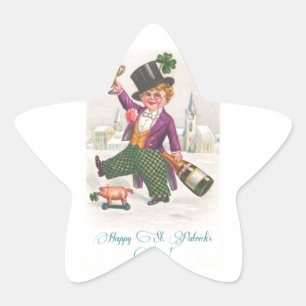 Sticker Étoile Vintage Happy Jour de la Saint Patrick Shamrock Ch