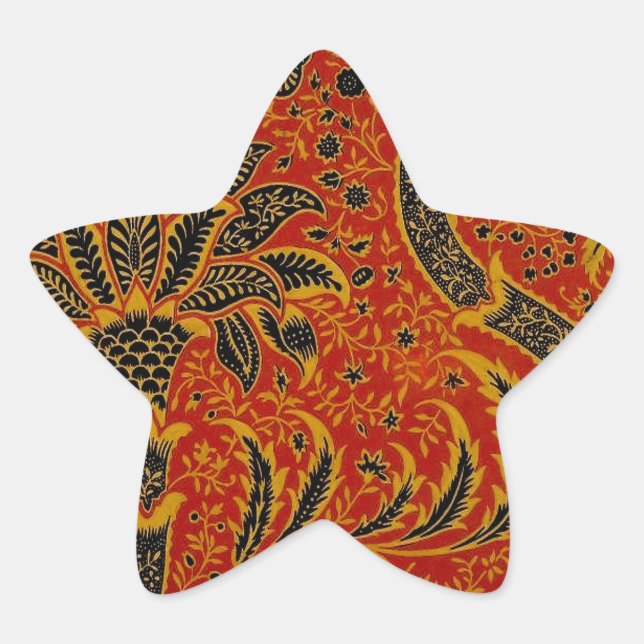 Sticker Étoile William Morris Inde Floral rouge (Devant)