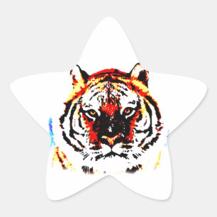 Sticker Étoile Yeux de tigres sauvages