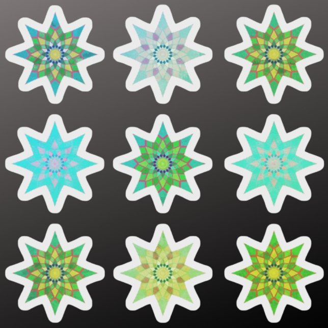 Sticker Étoiles de Noël vertes pack d'autocollants colorés (Créateur téléchargé)