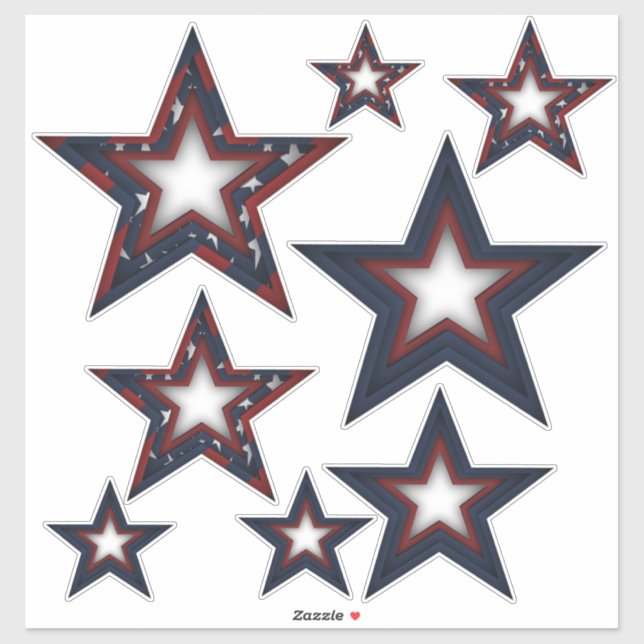 Sticker Étoiles patriotiques | Tailles diverses (Feuille)