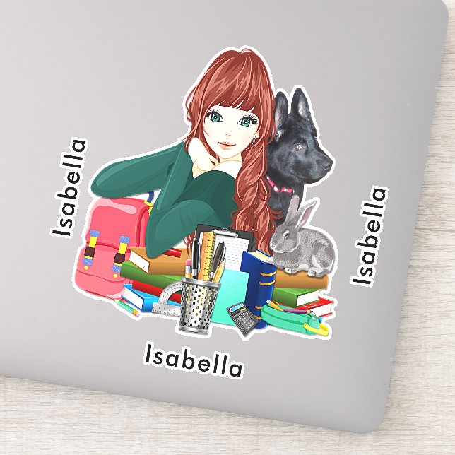 Sticker Étudiants de l'école Furry Friends Ajouter un nom, (Détail)