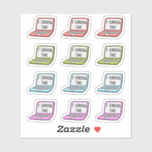 Sticker Étudier en ligne à domicile Planificateur d'ordina