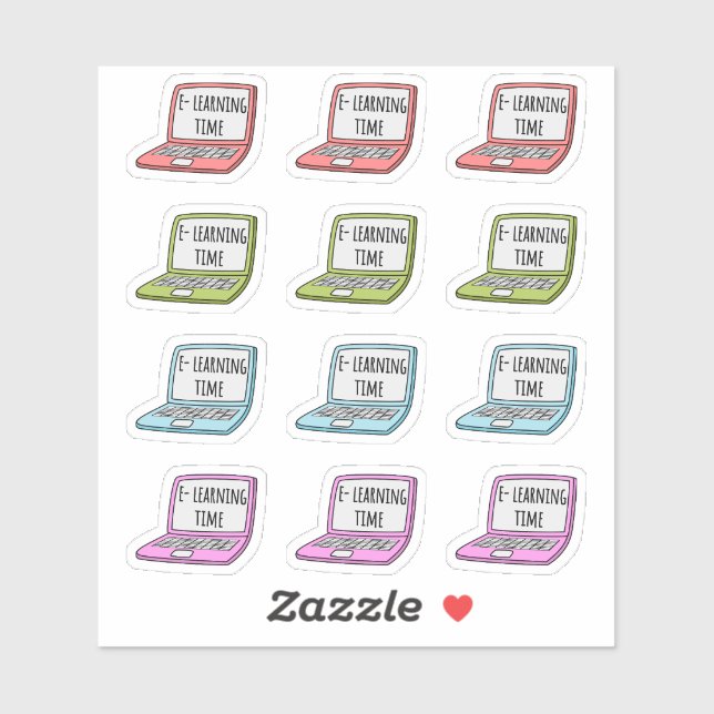 Sticker Étudier en ligne à domicile Planificateur d'ordina (Feuille)