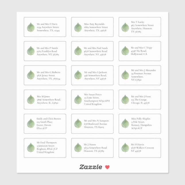 Sticker Eucalyptus 18 Nom individuel Adresse Entreprise (Feuille)