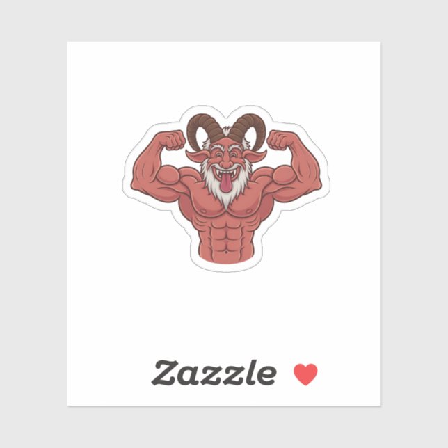Sticker Evil Krampus Noël Flexing Muscles Fitness (Feuille)