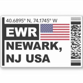 Sticker EWR Newark Boarding Pass - New Jersey Travel
