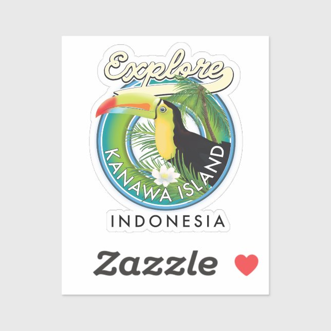 Sticker explorer l'île de kanawa indonesia (Feuille)