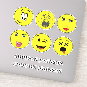 Sticker Expressive Emoji Face Funny 6 Visages Ajouter Nom 