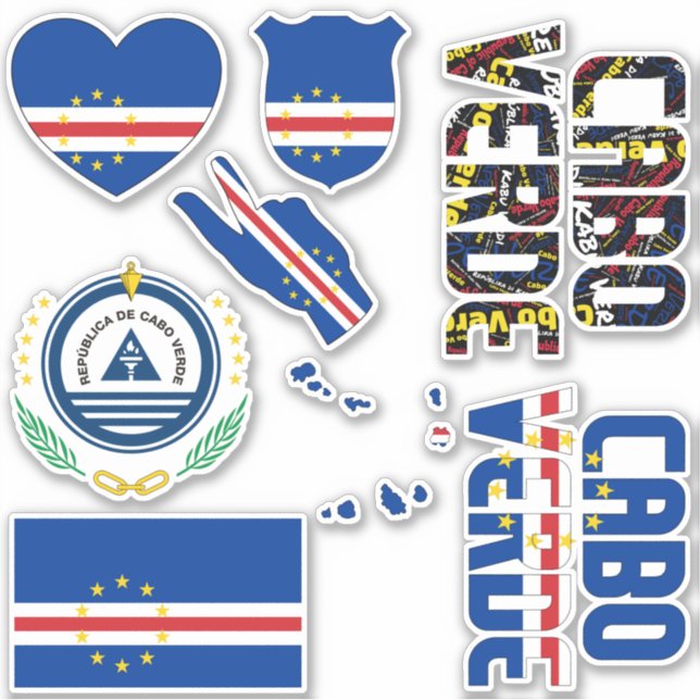 Sticker Extraordinaire Cabo Verde Formes Symboles Nationau (Devant)