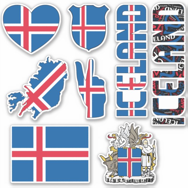 Sticker Extraordinaire Islande Forme les symboles nationau (Devant)
