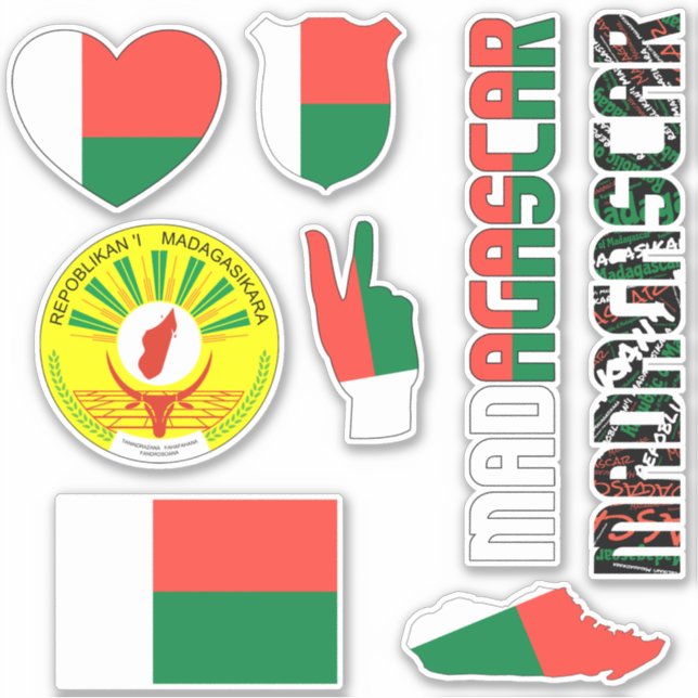 Sticker Extraordinaire Madagascar Forme les symboles natio (Devant)