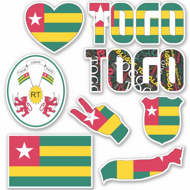 Sticker Extraordinaire Togo Forme les symboles nationaux (Devant)