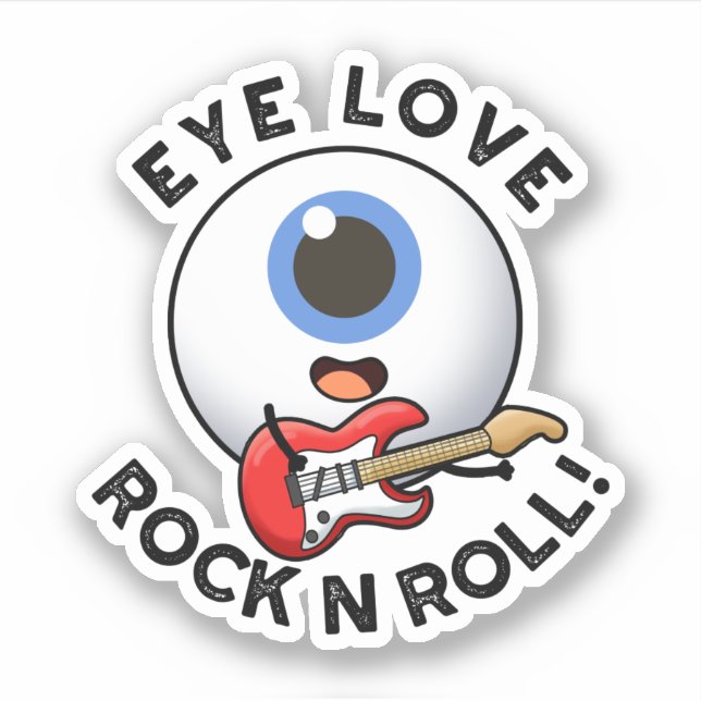 Sticker Eye Love Rock Et Roulez Drôle Eyeball Pun (Devant)