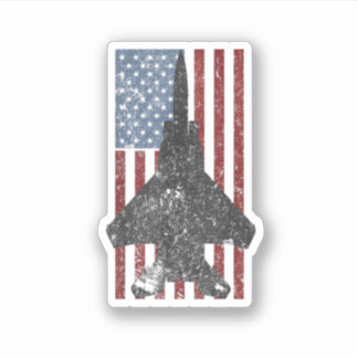 Sticker F 15 Eagle Jet Fighter Couleur Vintage drapeau amé