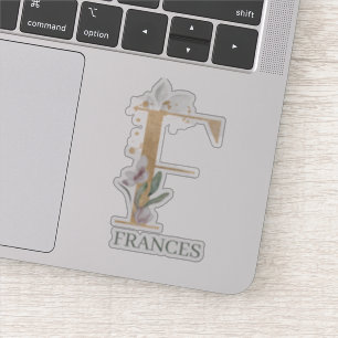 Sticker F Monogramme Floral Personnalisé