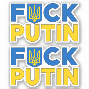 Sticker F Poutine anti Poutine ronfle drapeau ukrainien